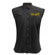 Dragstrip Clothing Eat Dust Black Sl/Less Distressed Work Shirt